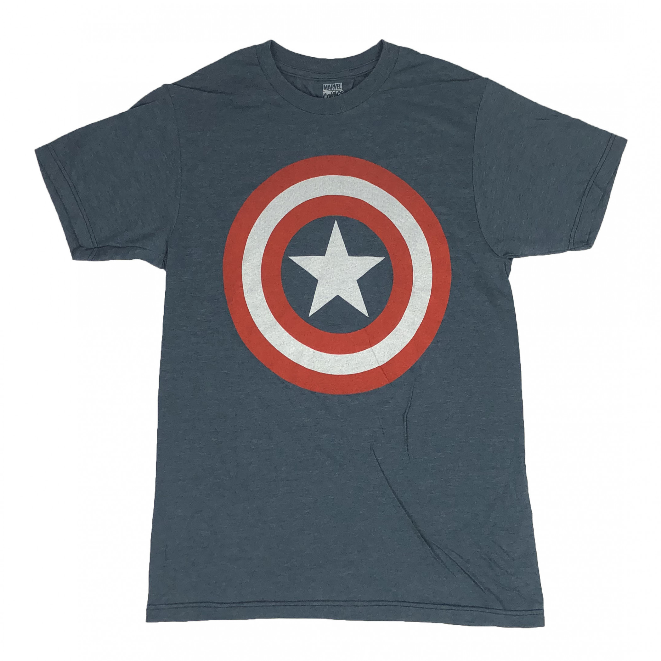 Captain America Shield Logo Heather Blue T-Shirt